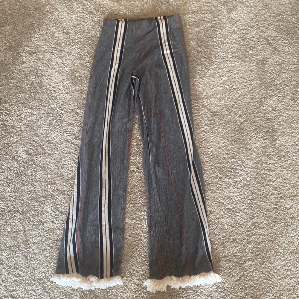ZARA FUN STRETCHY STRIPED PANTS FRINGE SIZE SMALL